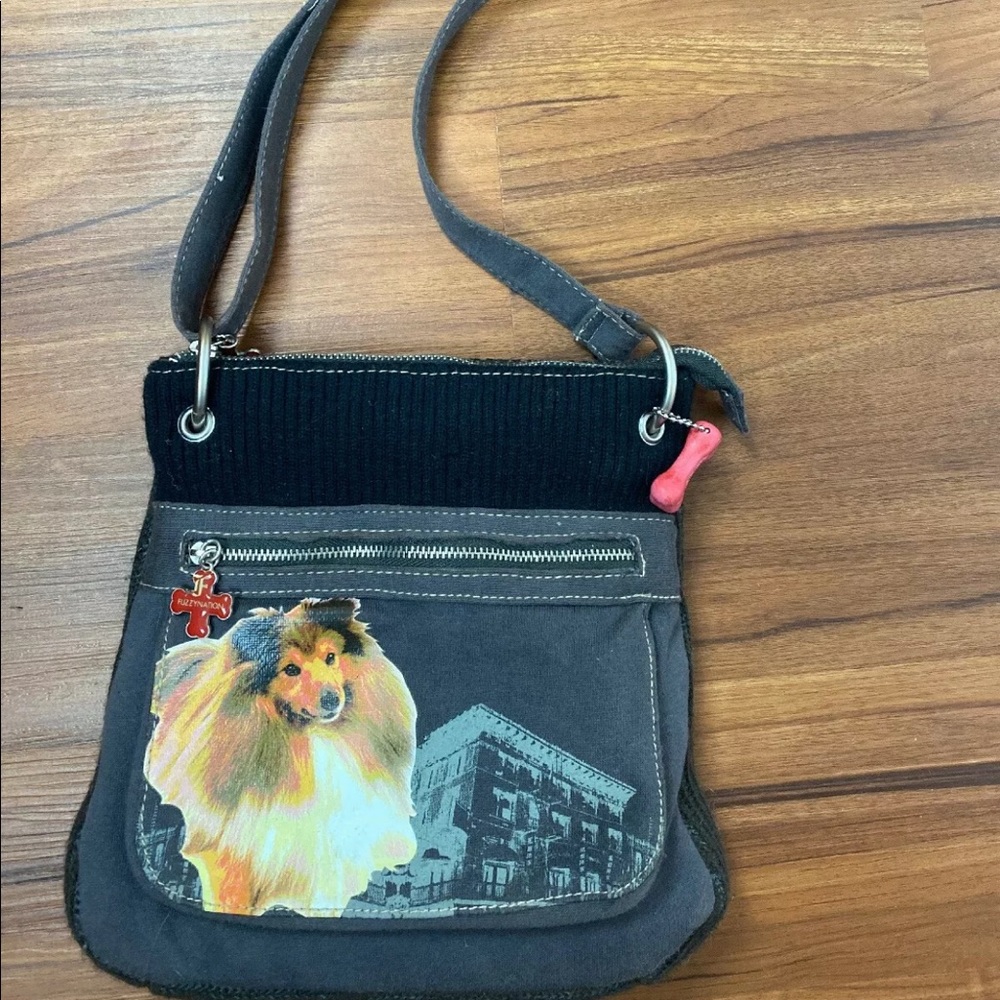 Dog border collie crossbody purse